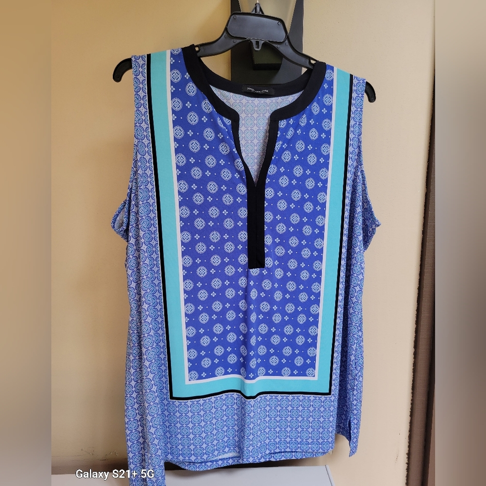 Jones New York Signature Sleeveless Geo Print Top-2X